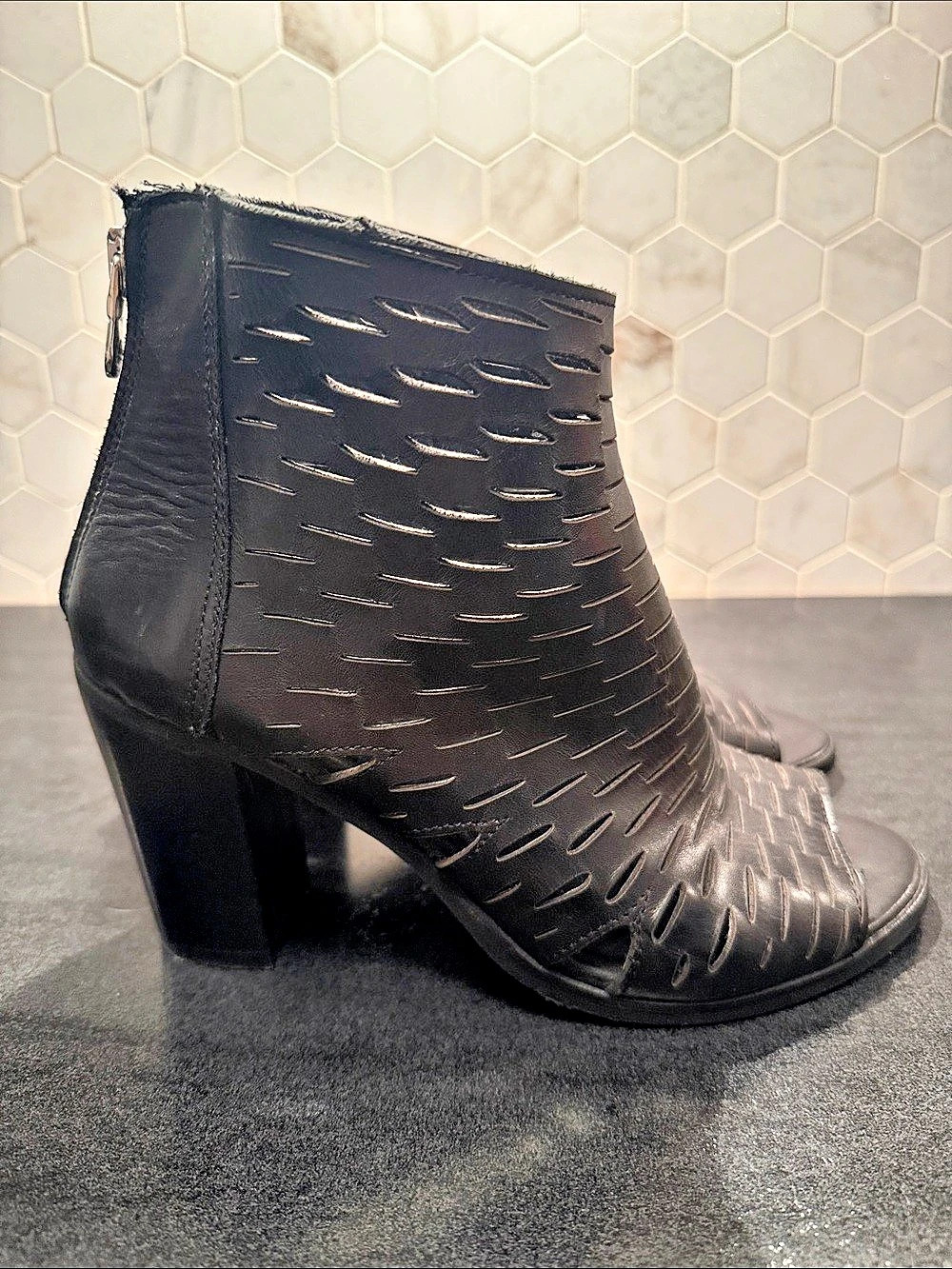 Monica Bella open-toe leather ankle Open-Toe Heeled Shoes
